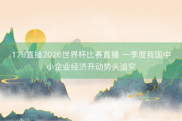178直播2026世界杯比赛直播 一季度我国中小企业经济开动势头追究